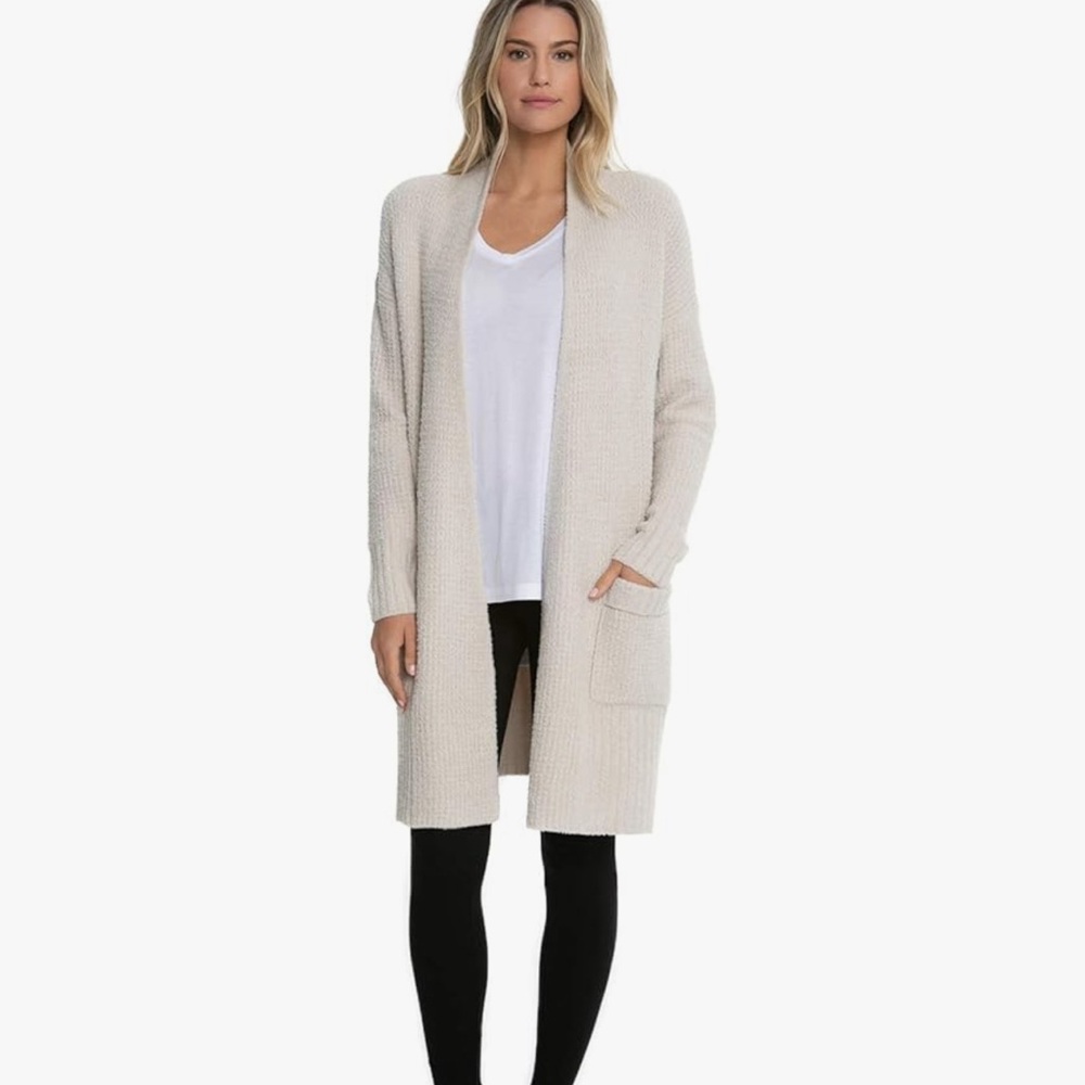 Barefoot Dream Cozychic Women's Cream Open-Front cardigan size Medium like new